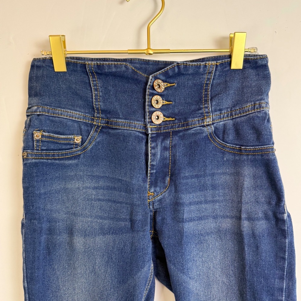 MAZY High Rise Button Fly Skinny Jeans Dark Wash Women's Size 7/8 - Picture 8 of 10
